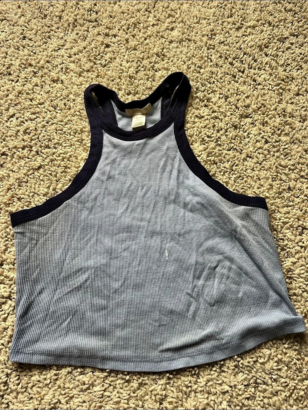 Bozzolo Ribbed Tank Top in Blue Size Medium Like New